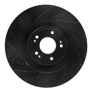 Genesis G80 Brake Rotor (1) - Front Left - R1 Concepts - Drilled & Slotted - Black - `12-`17